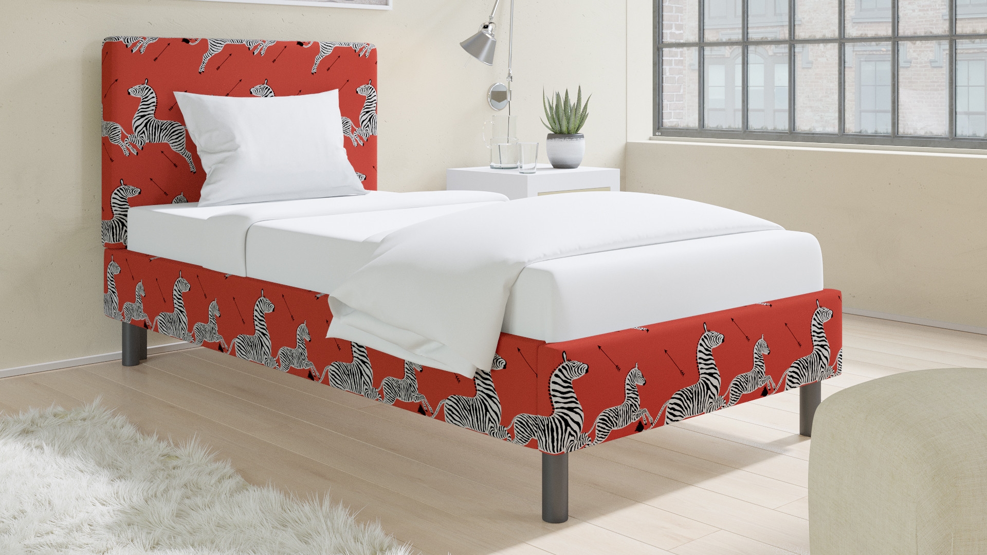 Tailored Platform Bed, Coral Zebra, Twin - Image 2