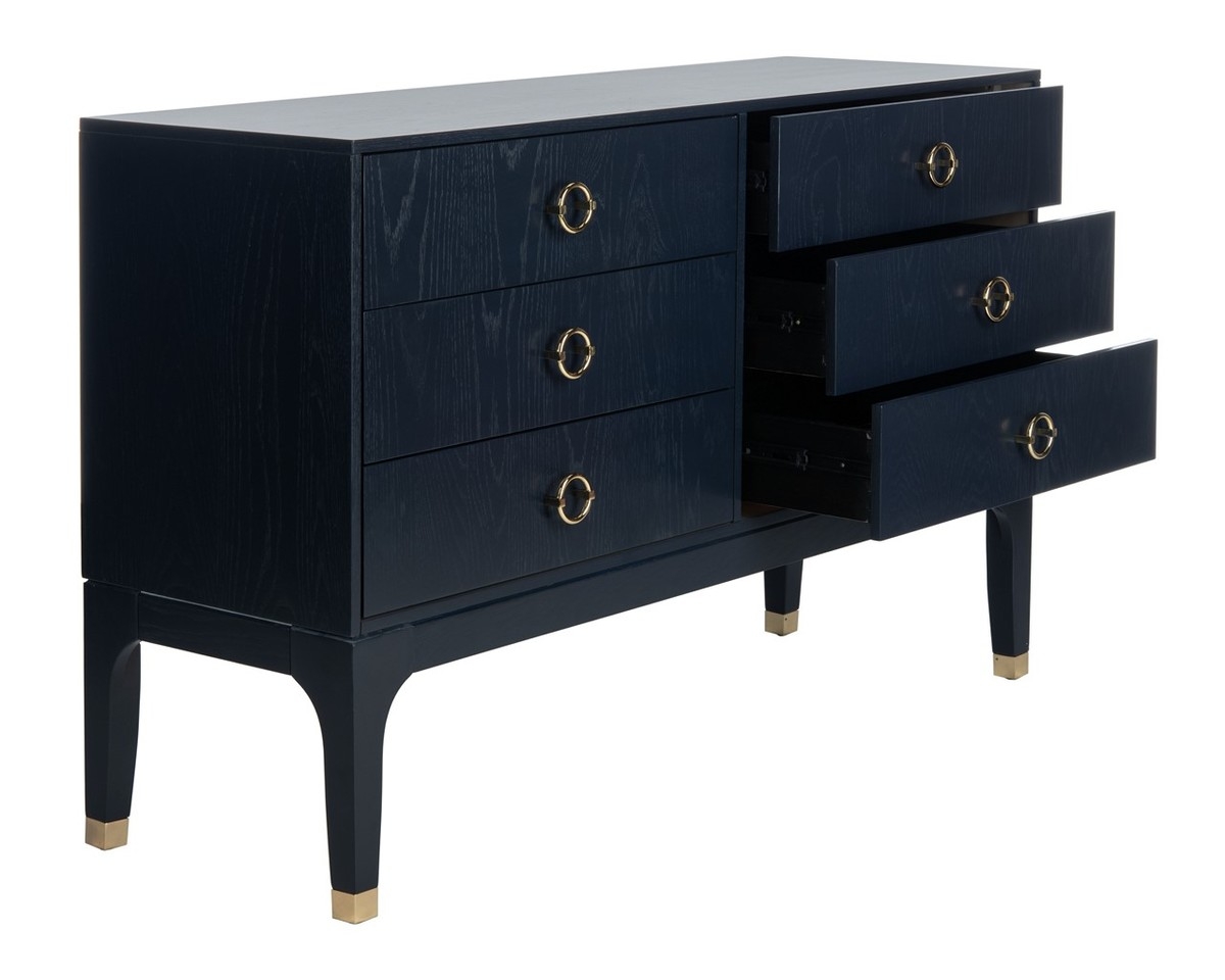 Lorna 6 Drawer Contemporary Dresser - Navy - Image 2