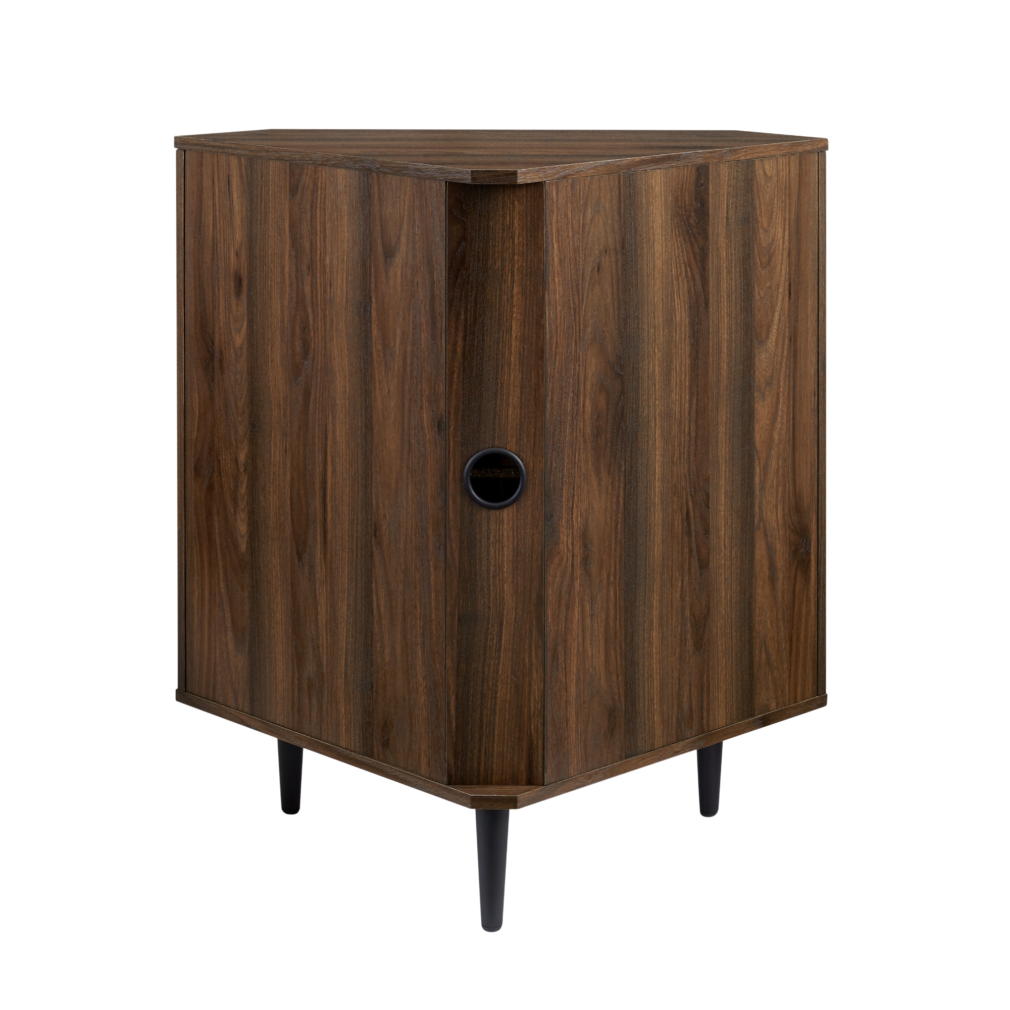 Contemporary Double Door Corner Accent Cabinet – Dark Walnut - Image 3