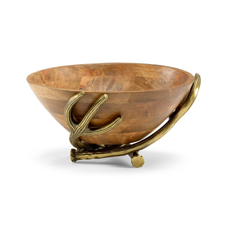 Wildwood Highlands Wood Decorative Bowl in Russet/Antique Brass - Image 0