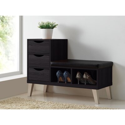Bernardston Faux Leather Drawer Shoe Storage Bench - Image 0