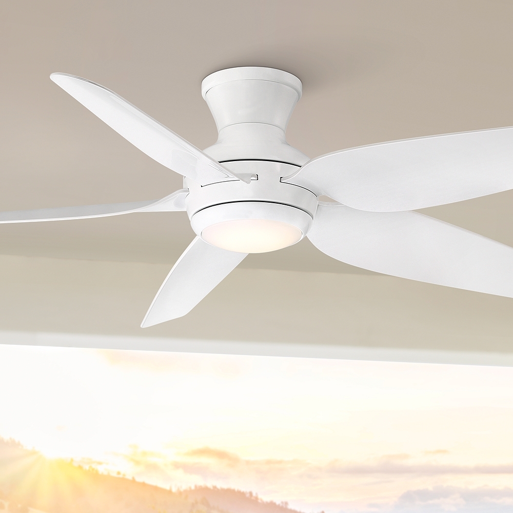 52" Casa Vieja Del Diego White LED Indoor/Outdoor Hugger Ceiling Fan - Image 0
