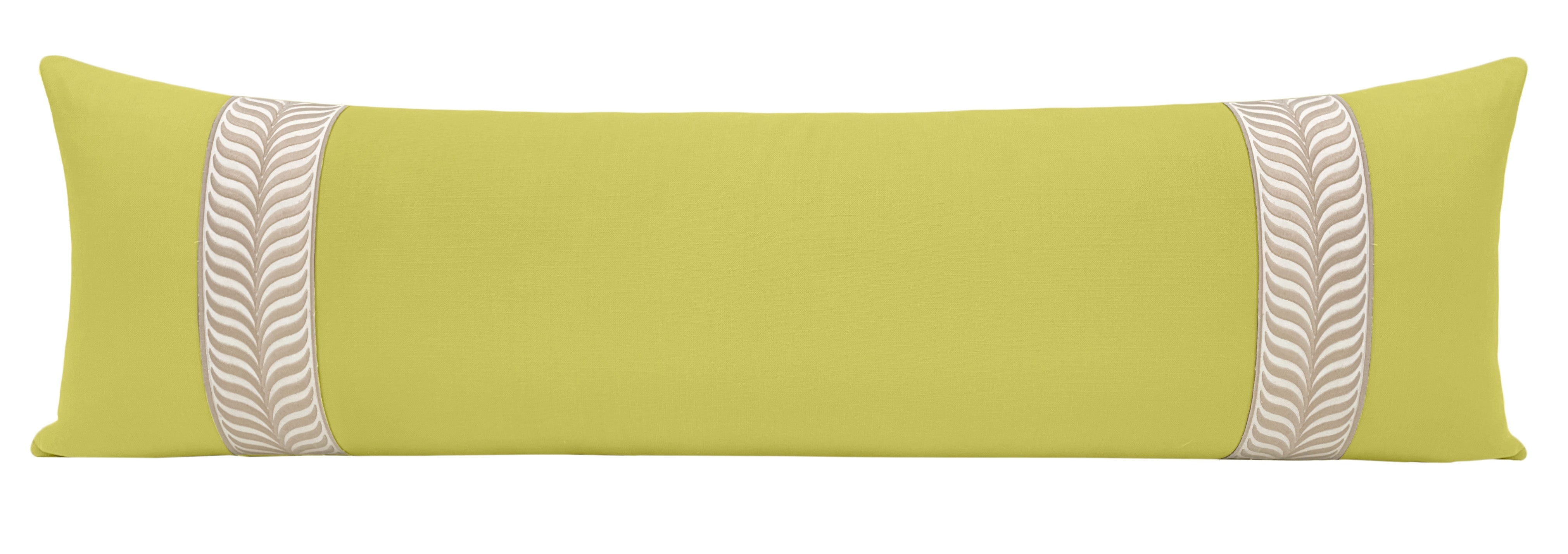 THE XL LUMBAR :: CLASSIC LINEN // CHARTREUSE + TRELLIS TRIM // NATURAL - Sample 4" X 4" - Image 2