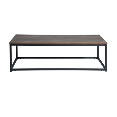 43.3In Modern Industrial Style Rectangular Wood Grain Top Coffee Table W/ Metal Frame - Image 0