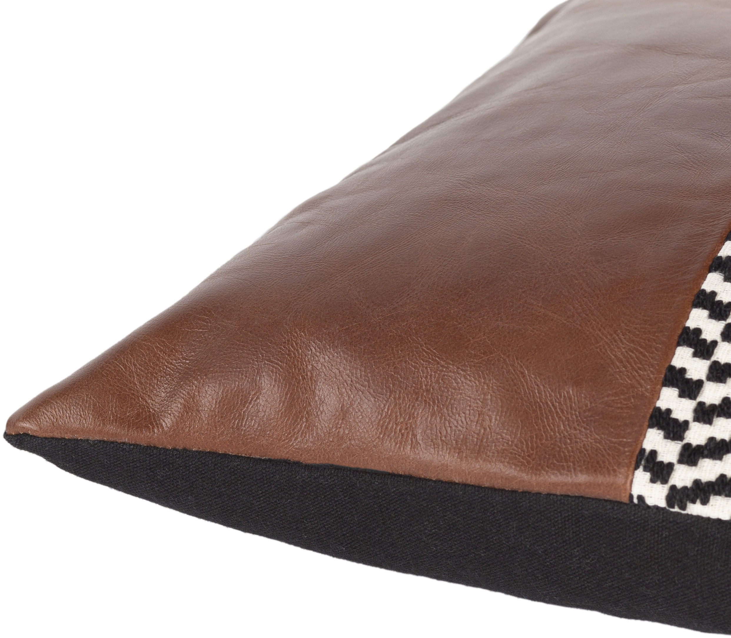 Fiona Leather Chevron Lumbar Pillow, 20" x 13" - Image 2