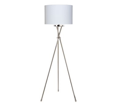 Duarte Metal Tripod Floor Lamp, Nickel - Image 1