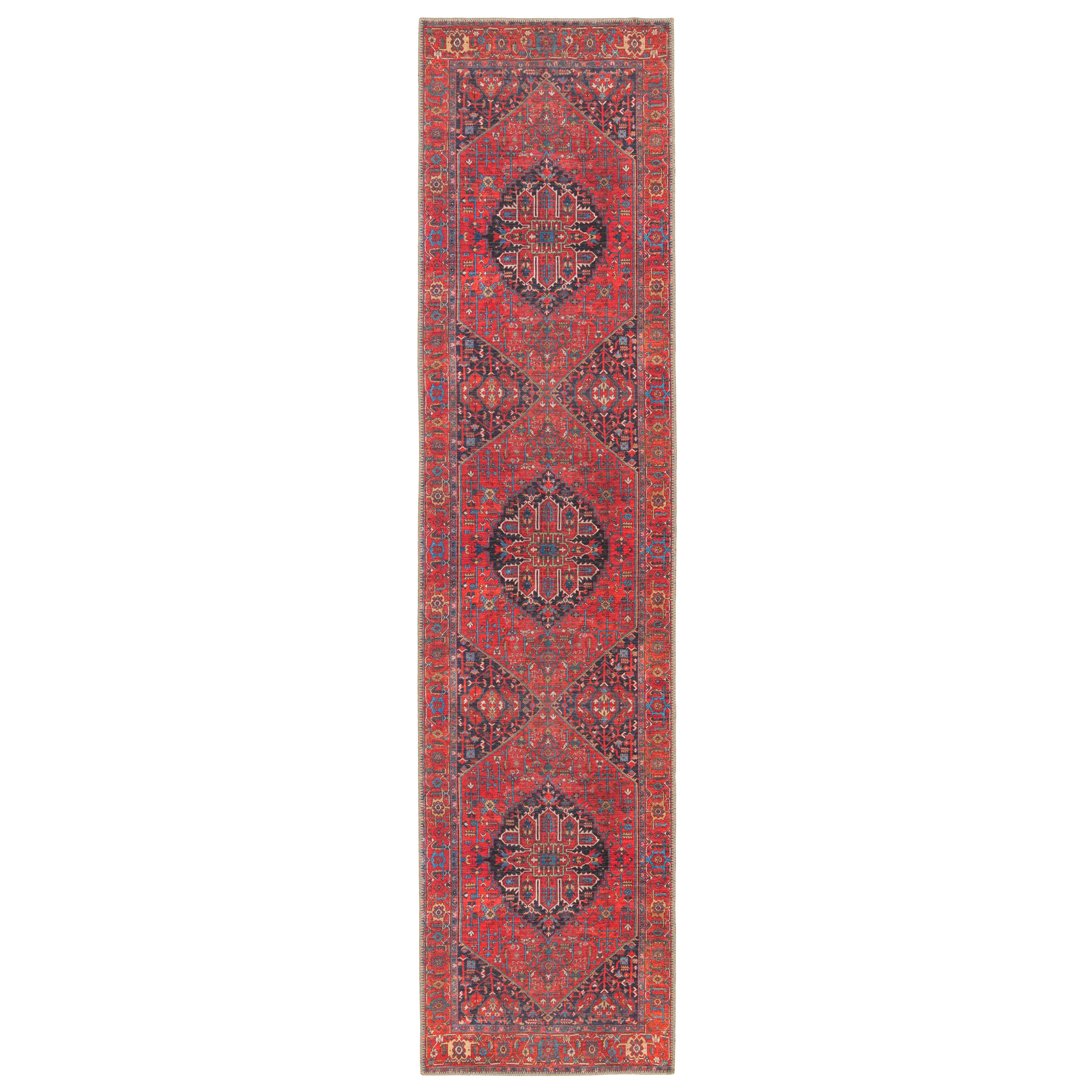 Kate Lester + Eterna Medallion Red/ Blue Runner Rug (2'6"X10') - Image 0