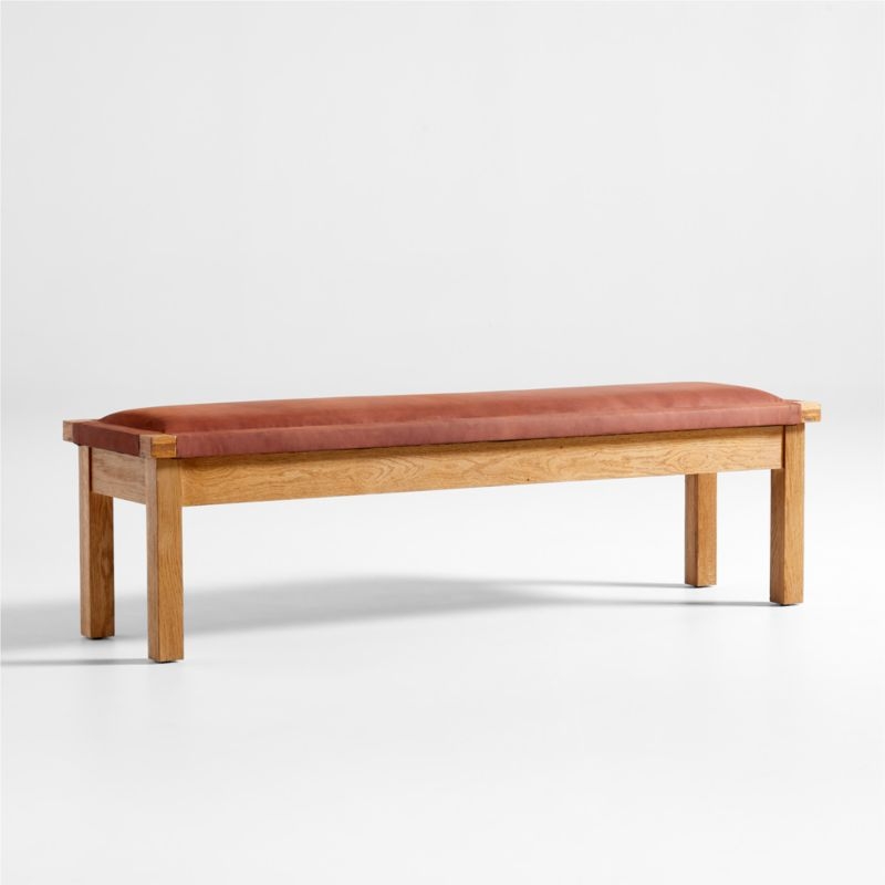 Shinola Hotel Wood and Leather Bench - Image 1