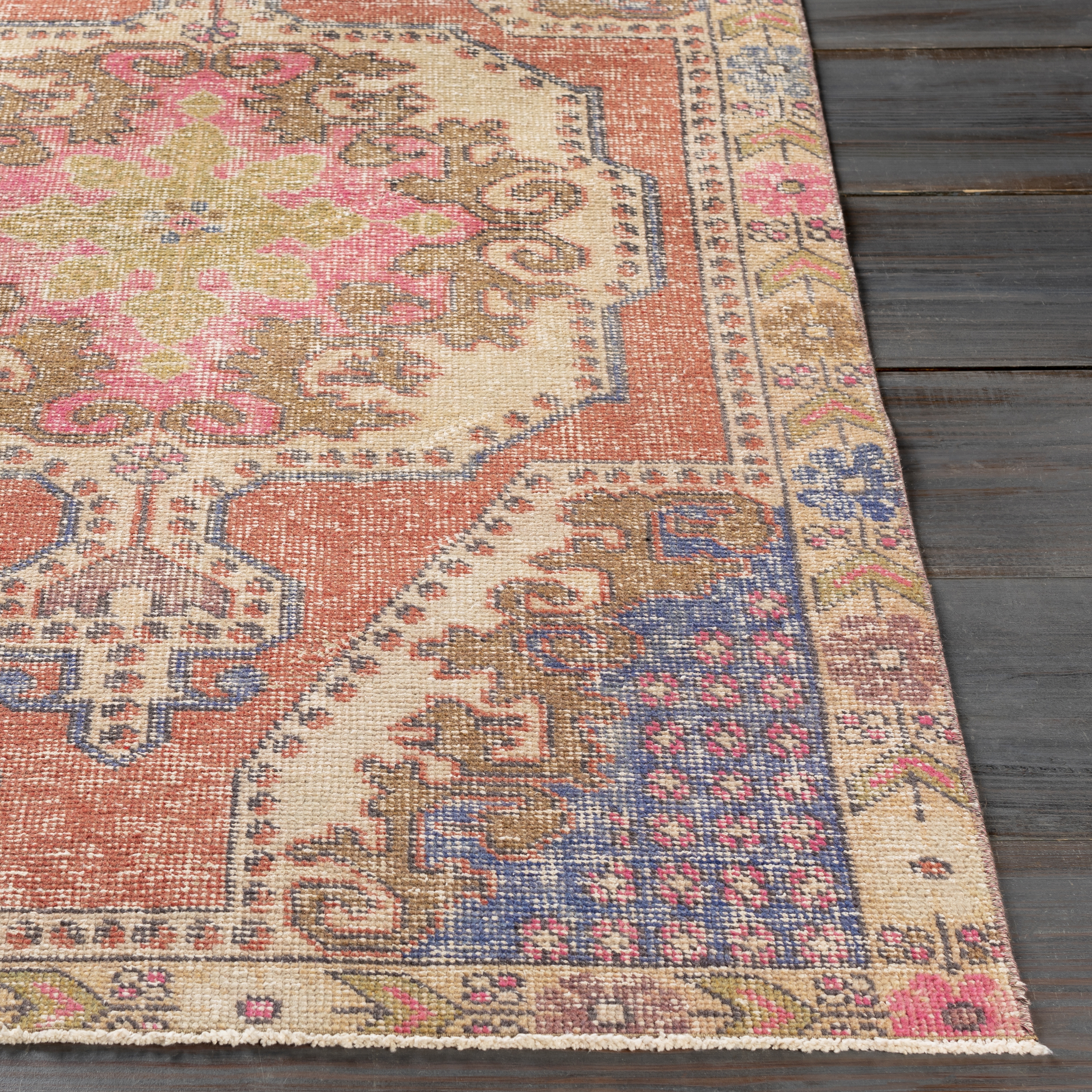 Antique One of a Kind  Indoor 4'2" x 6'8" Handmade Rug - Image 2