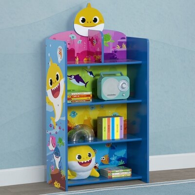 Baby Shark Wooden Playhouse 4-Shelf Bookcase For Kids By Delta Children - Image 0