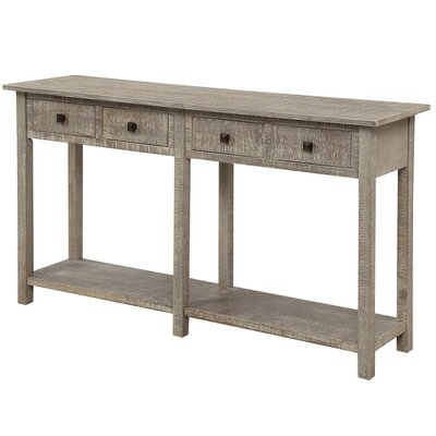 Rustic Brushed Texture Entryway Table Console Table With Drawers And Bottom Shelf For Living Room-CHH-WF192012 - Image 0