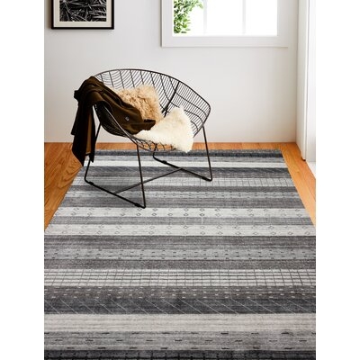 Terrain Striped Hand-Knotted Gray Area Rug - Image 0