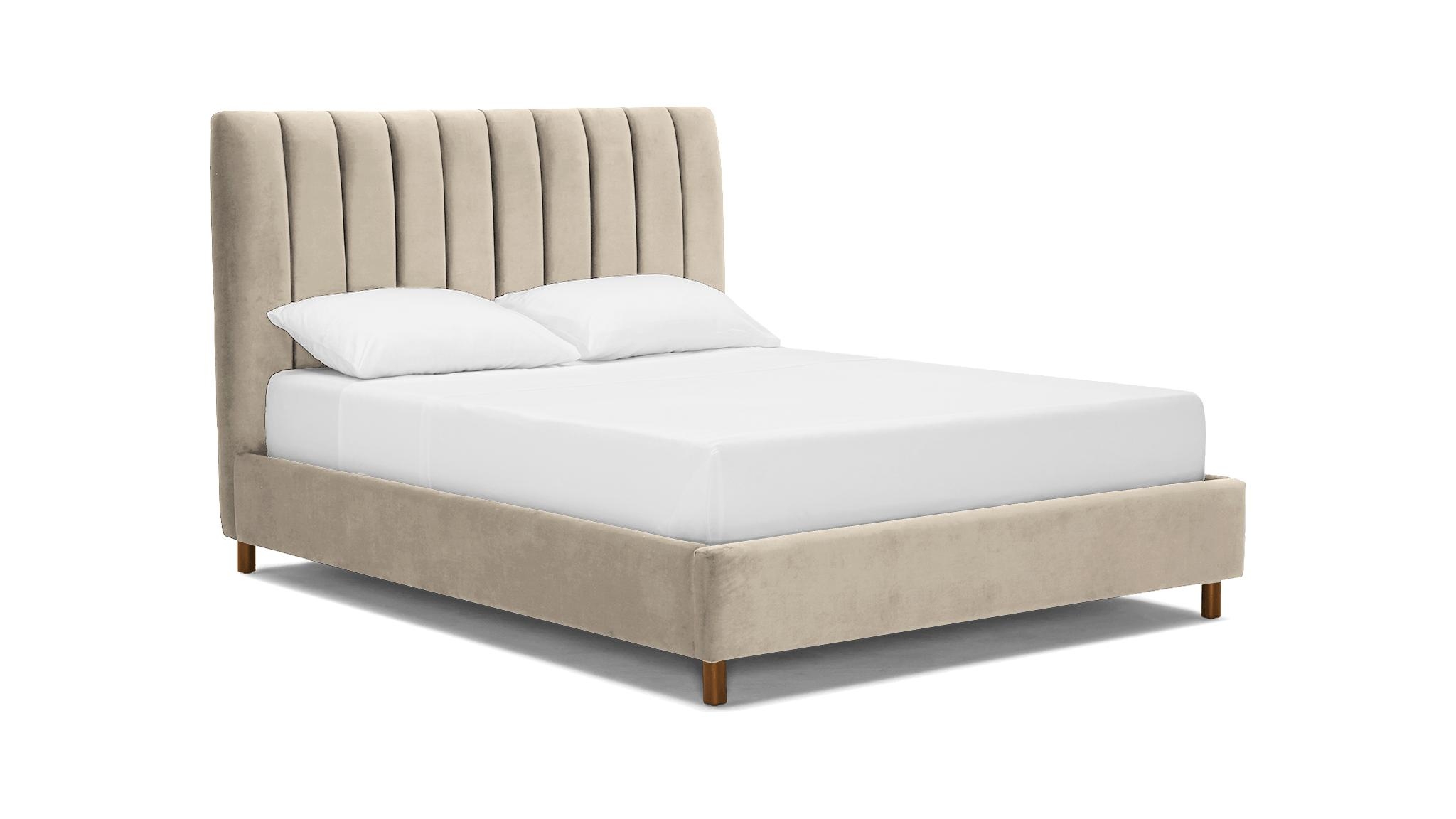 Beige/White Lotta Mid Century Modern Bed - Cody Sandstone - Mocha - Queen - Image 1