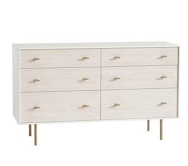 west elm x pbk Modernist Extra Wide Dresser, Winter Wood/White, Flat Rate - Image 0