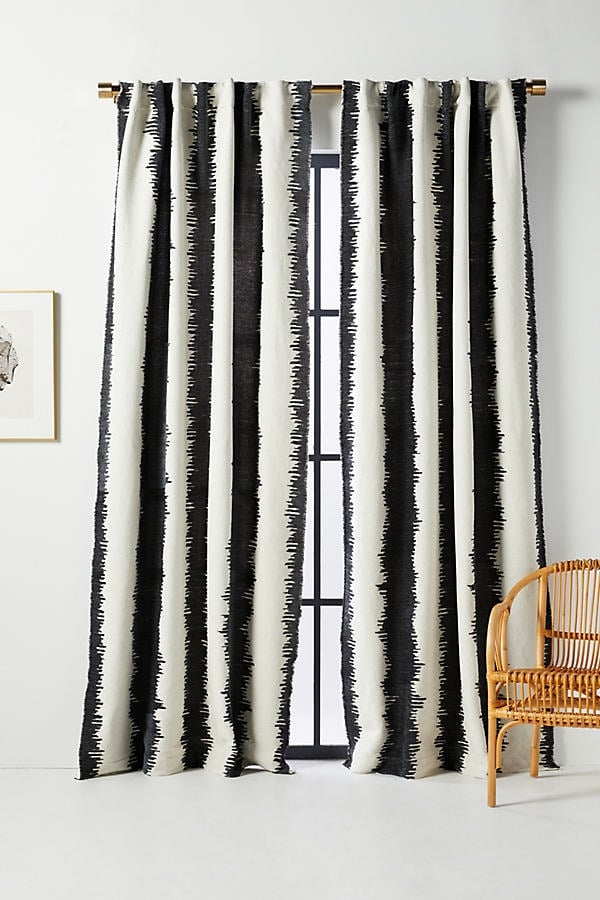 Maiko Jacquard-Woven Curtain By Anthropologie in Black Size 50X84 - Image 0