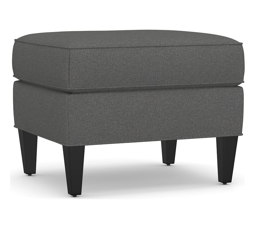 Beverly Upholstered Ottoman, Polyester Wrapped Cushions, Park Weave Charcoal - Image 0