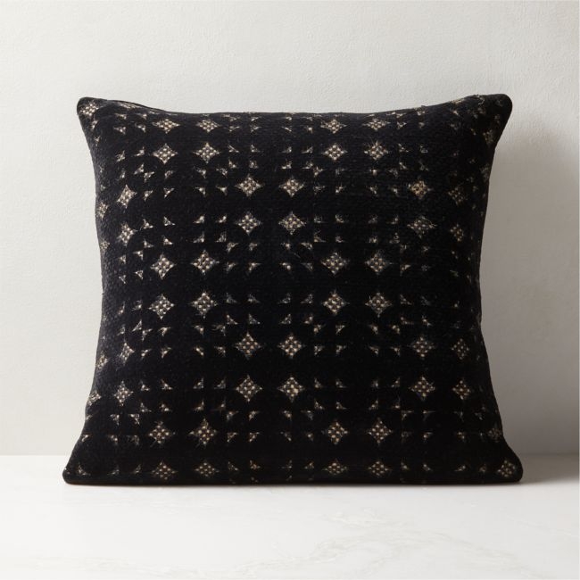 Stella Black Jute Throw Pillow with Down-Alternative Insert 20" - Image 0