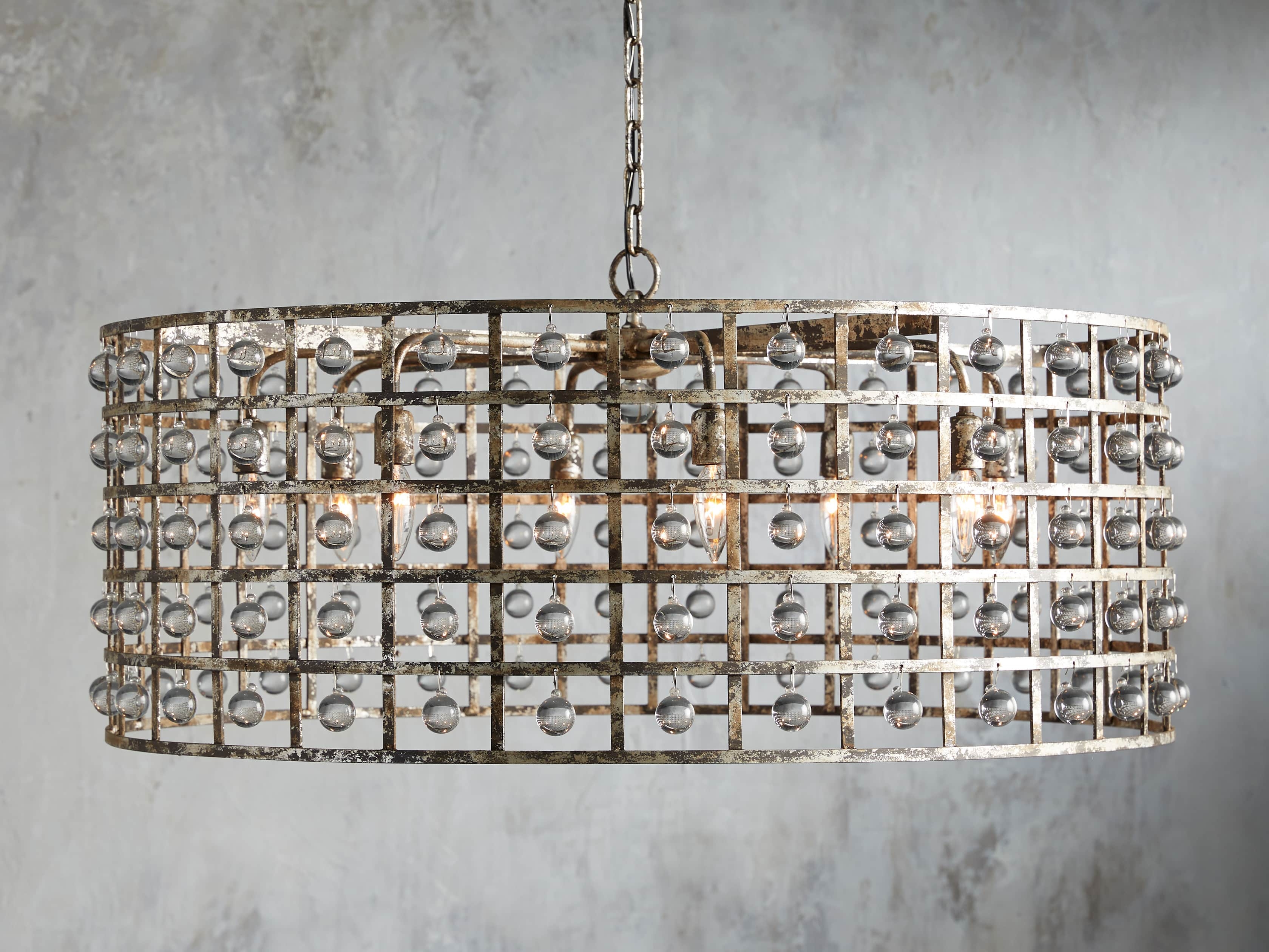 La Cage Round Chandelier in Crystal 8 Light Silver  Clay  - Image 0