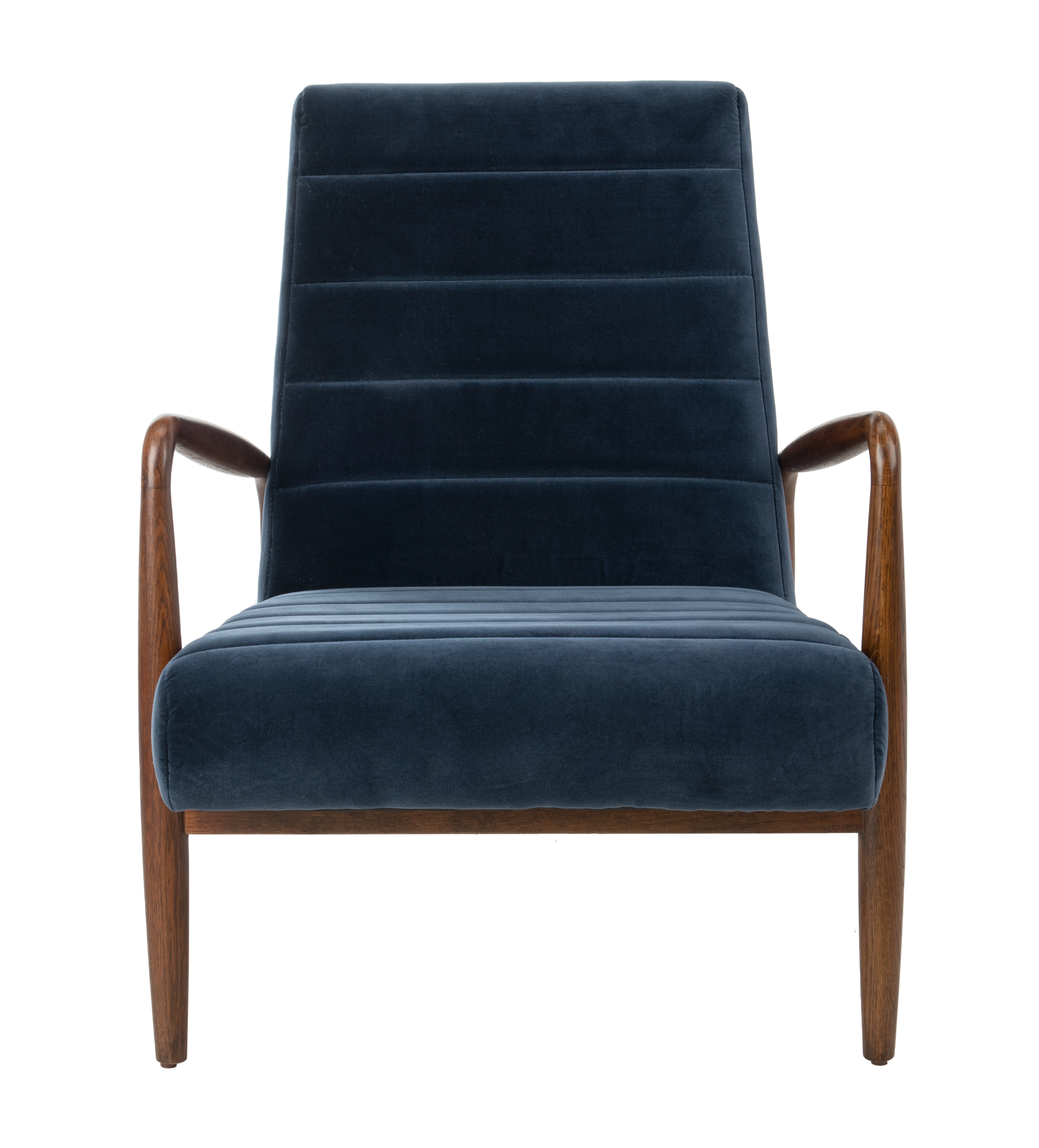 Willow Channel Tufted Arm Chair - Navy/Dark Walnut - Safavieh - Image 1