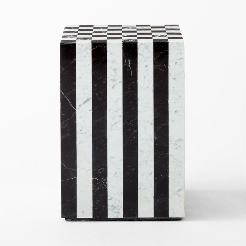 Fori Square Black and White Marble Game Side Table - Image 2