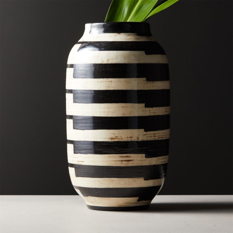 Cristo Black and White Striped Vase - Image 1