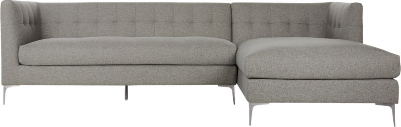 Holden 2-Piece Grey Tufted Sectional Loveseat - Image 1
