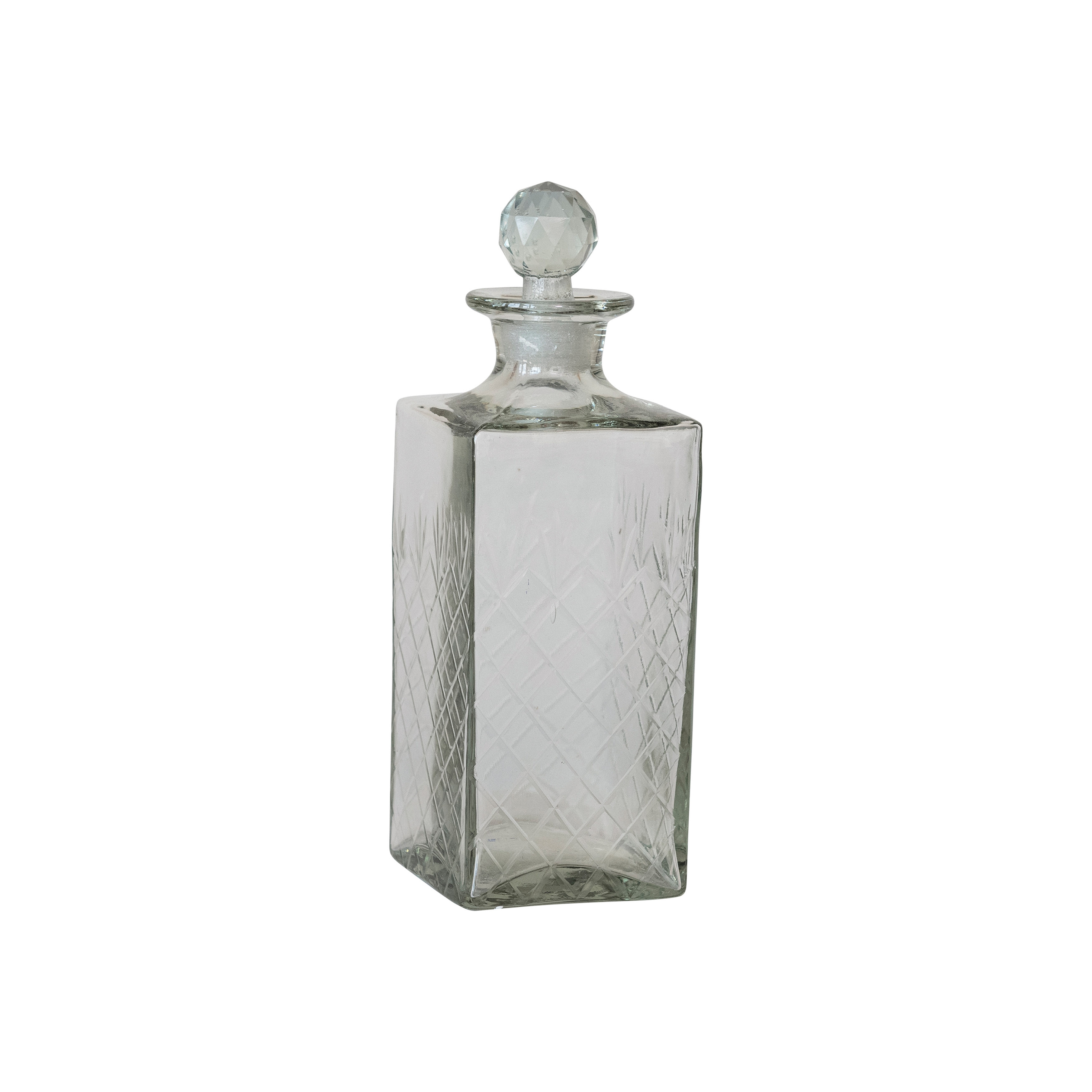 Reclaimed Etched Square Glass Decanter, Clear - Image 0