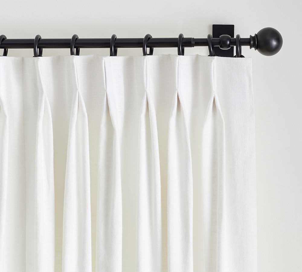 Emery Linen Pinch Pleat Curtain, 50 x 108", White - Image 0