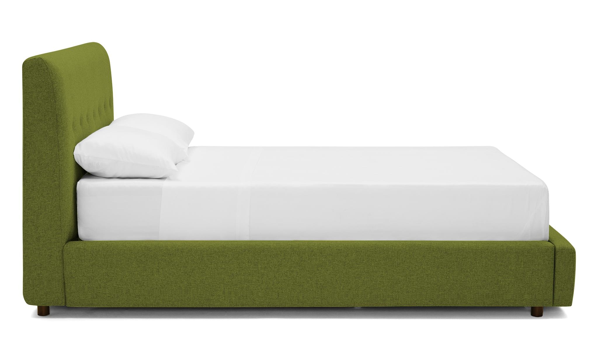 Green Alvin Mid Century Modern Storage Bed - Royale Apple - Mocha - Queen - Image 2