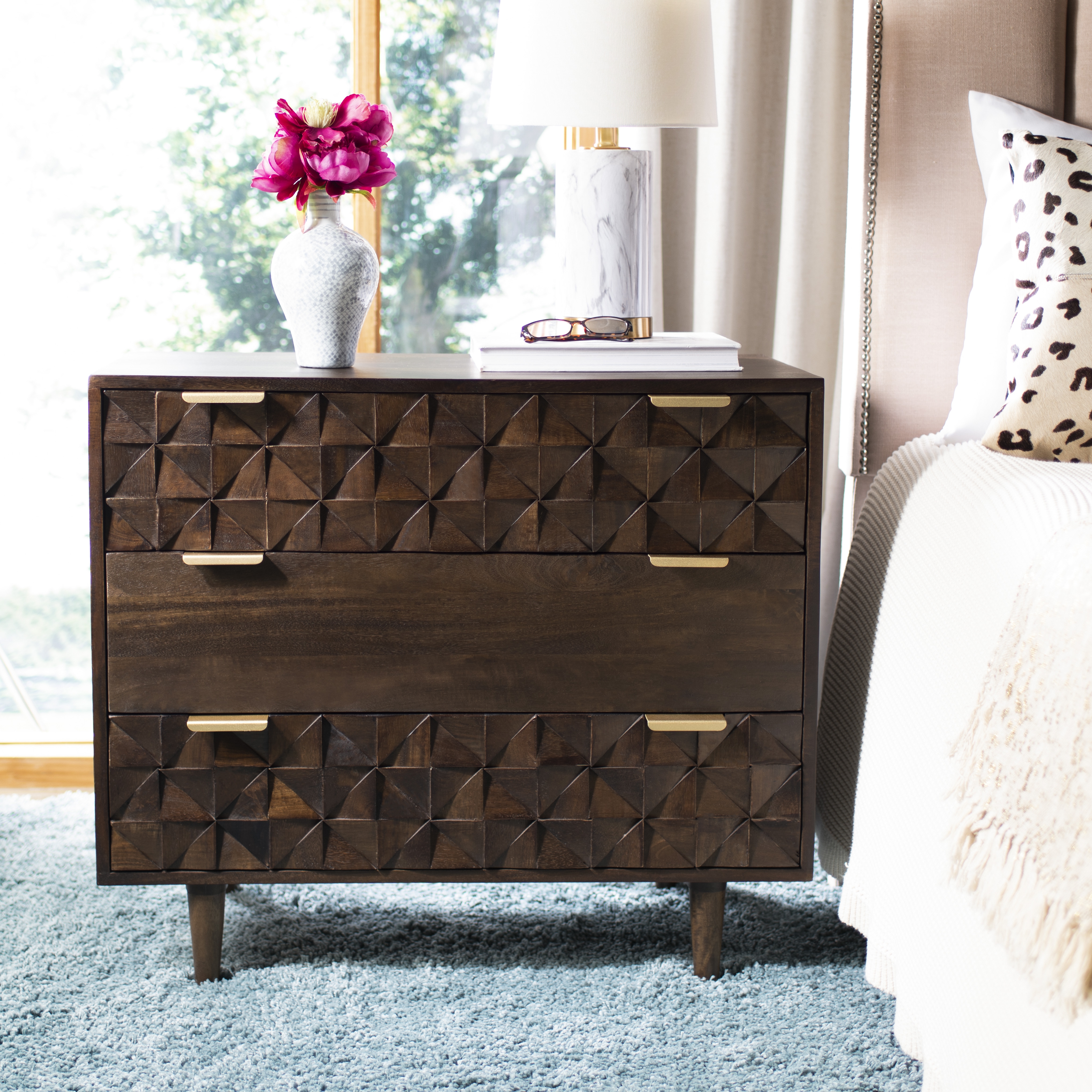Zinnia 3 Drawer Chest - Walnut - Safavieh - Image 9