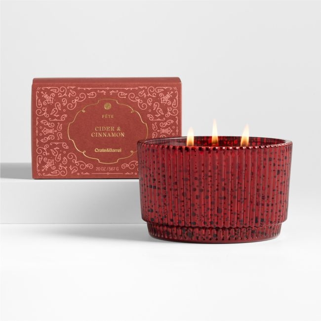 Fete Red Orange Cinnamon Holiday 3-Wick Scented Candle - Image 0