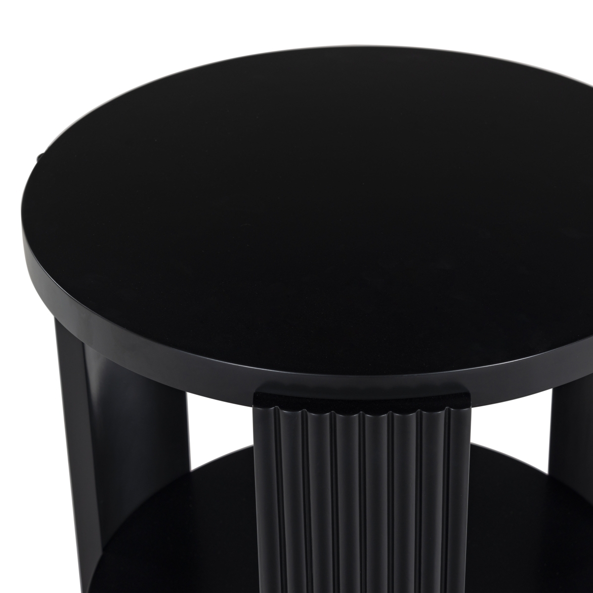 Liabella Round Wood Accent Table - Black - Image 1