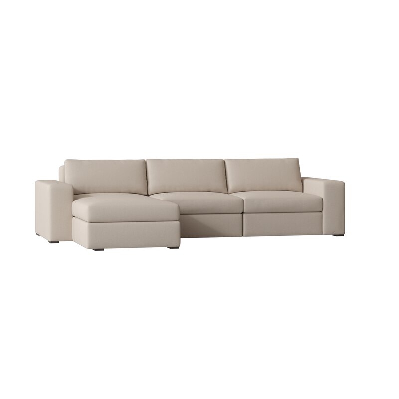My Chic Nest Liam Left Hand Facing Sectional Body Fabric: Wismar Burlap, Leg Color: Mossy Grey, Sectional Orientation: Right Hand Facing - Image 0