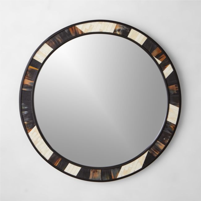 Thalia Horn and Bone Round Wall Mirror 32" - Image 0