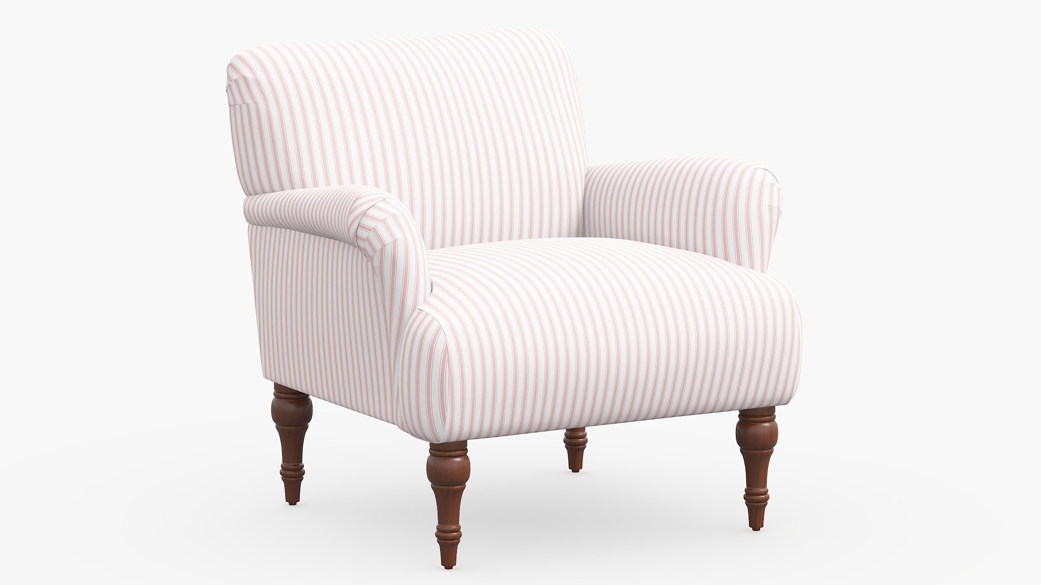 Traditional Accent Chair, Pink Classic Ticking Stripe - Image 0
