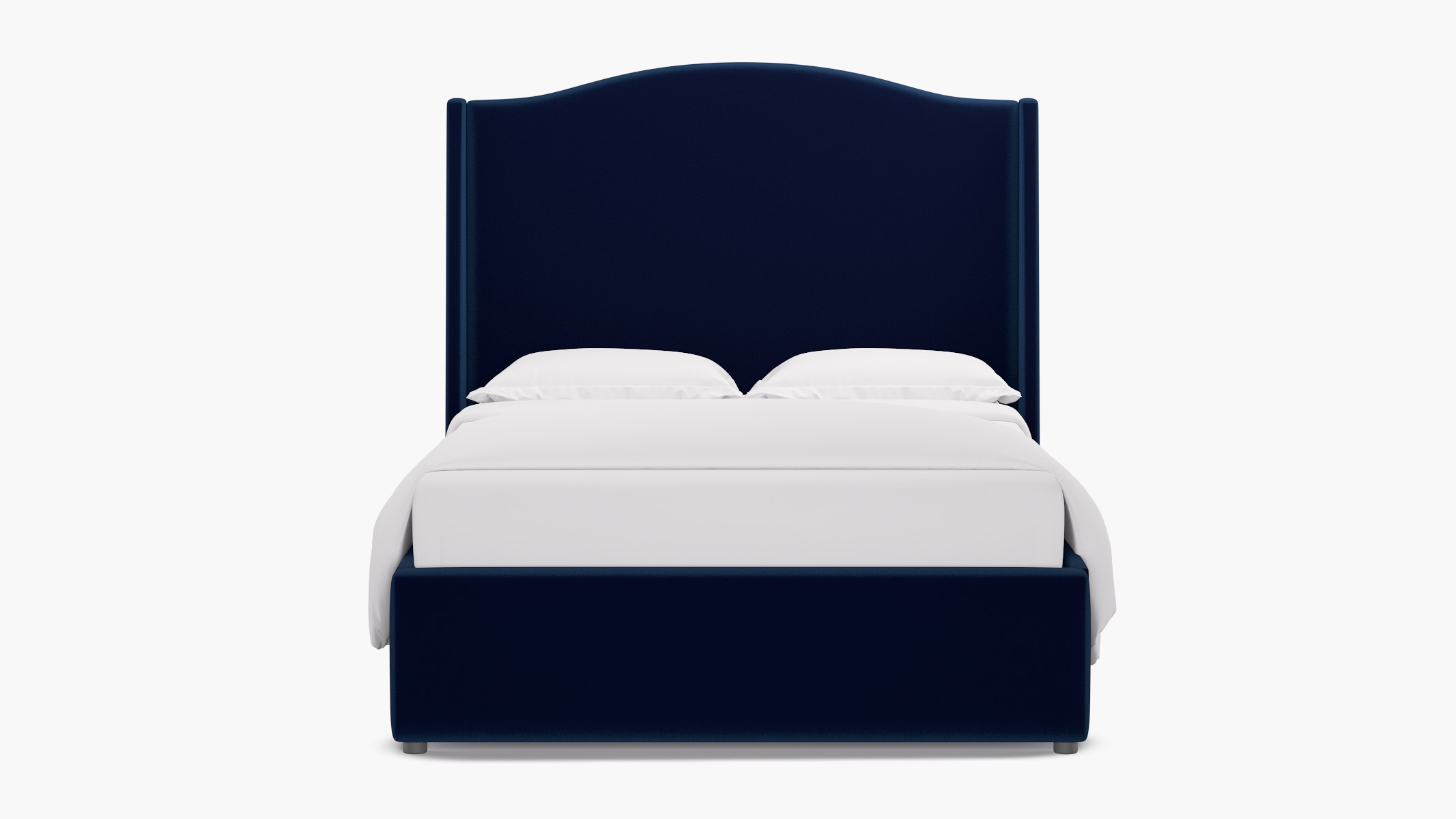 Curved Wingback Bed, Navy Performance Velvet, Full - Image 0