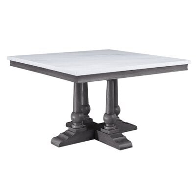 Square Dining Table , Marble Top & Gray Oak Finish - Image 0