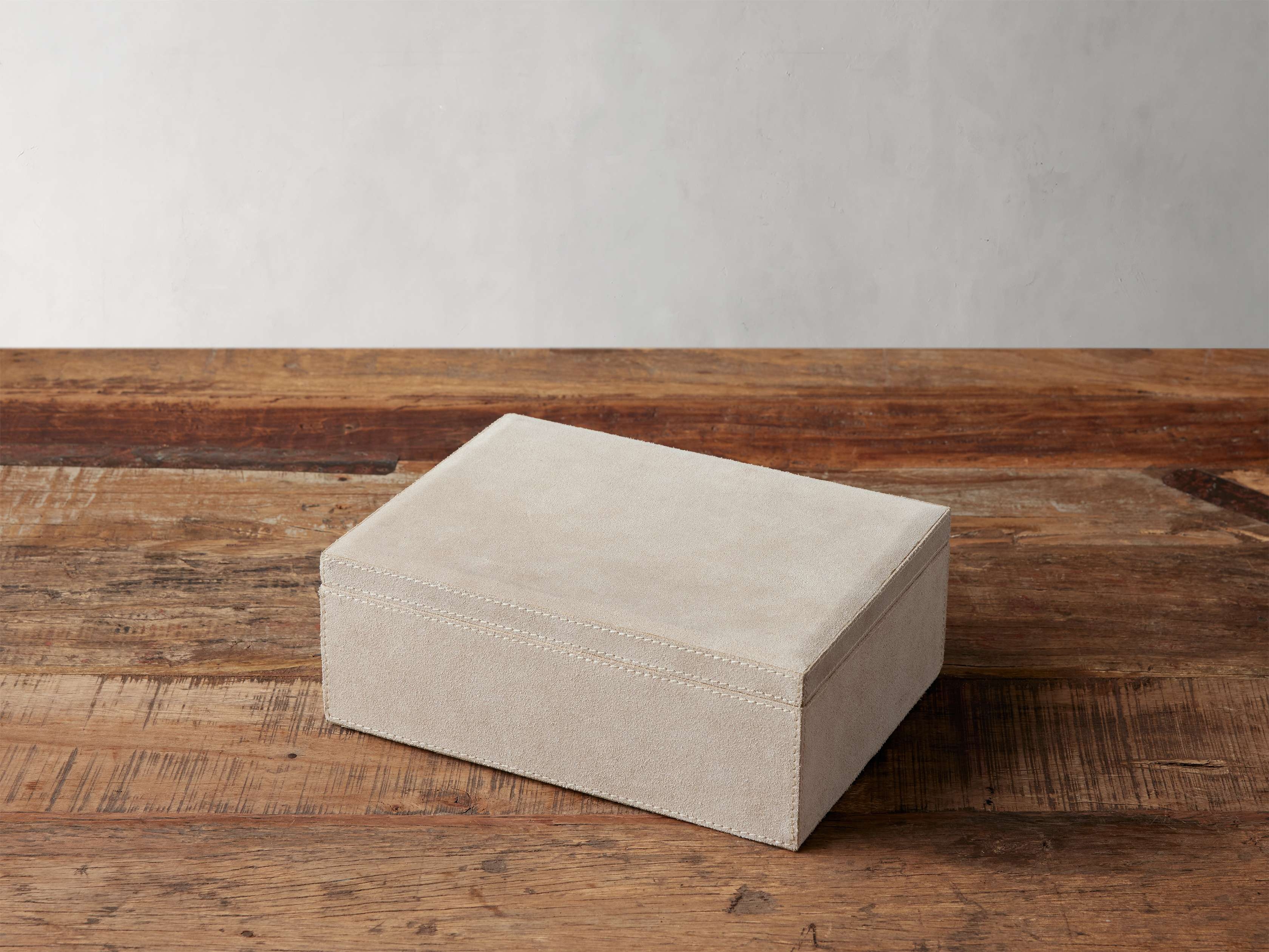 Meline Suede Jewelry Box in Leather Large Brown - Image 0