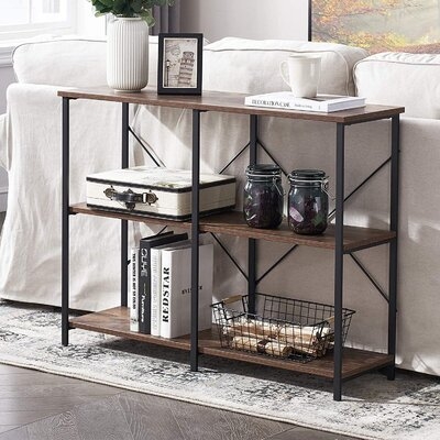 Foyer Tables For Entryway, Rustic Narrow Console Table For Living Room, 3-Tier Industrial Sofa Table - Image 0