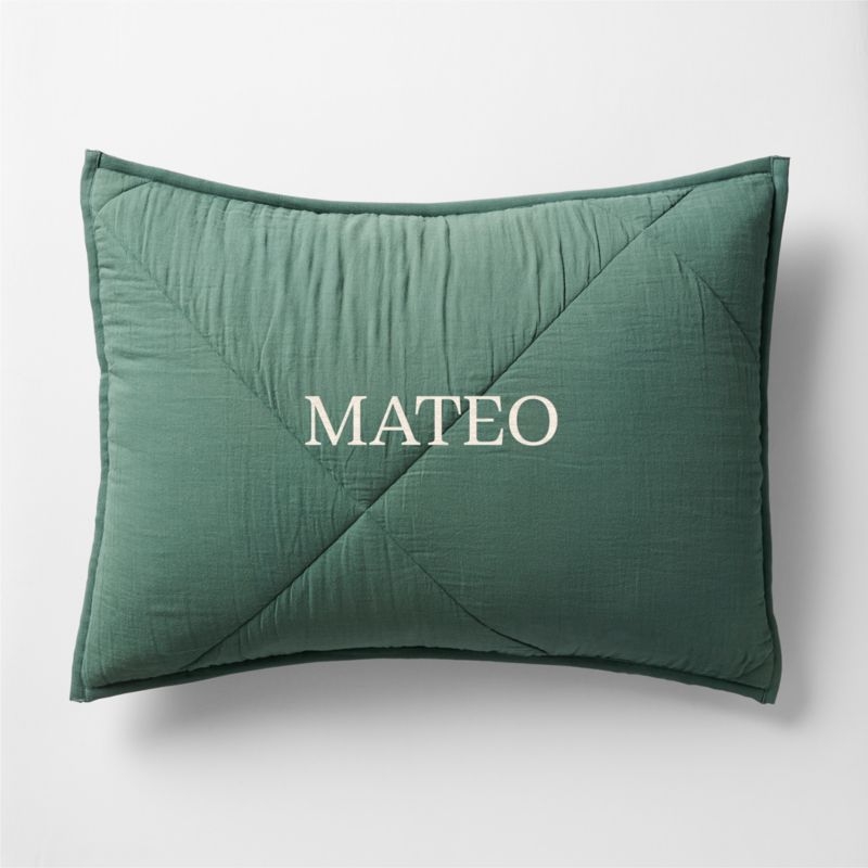 Supersoft Gauze Organic Cotton Pine Green Standard Quilt Bed Pillow Sham - Image 1