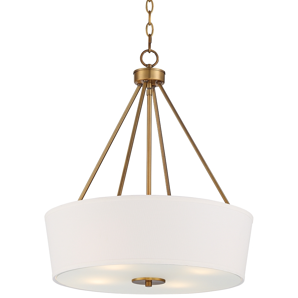 Saffira 20" Wide Warm Brass and Off-White Drum Pendant Light - Style # 86R28 - Image 0