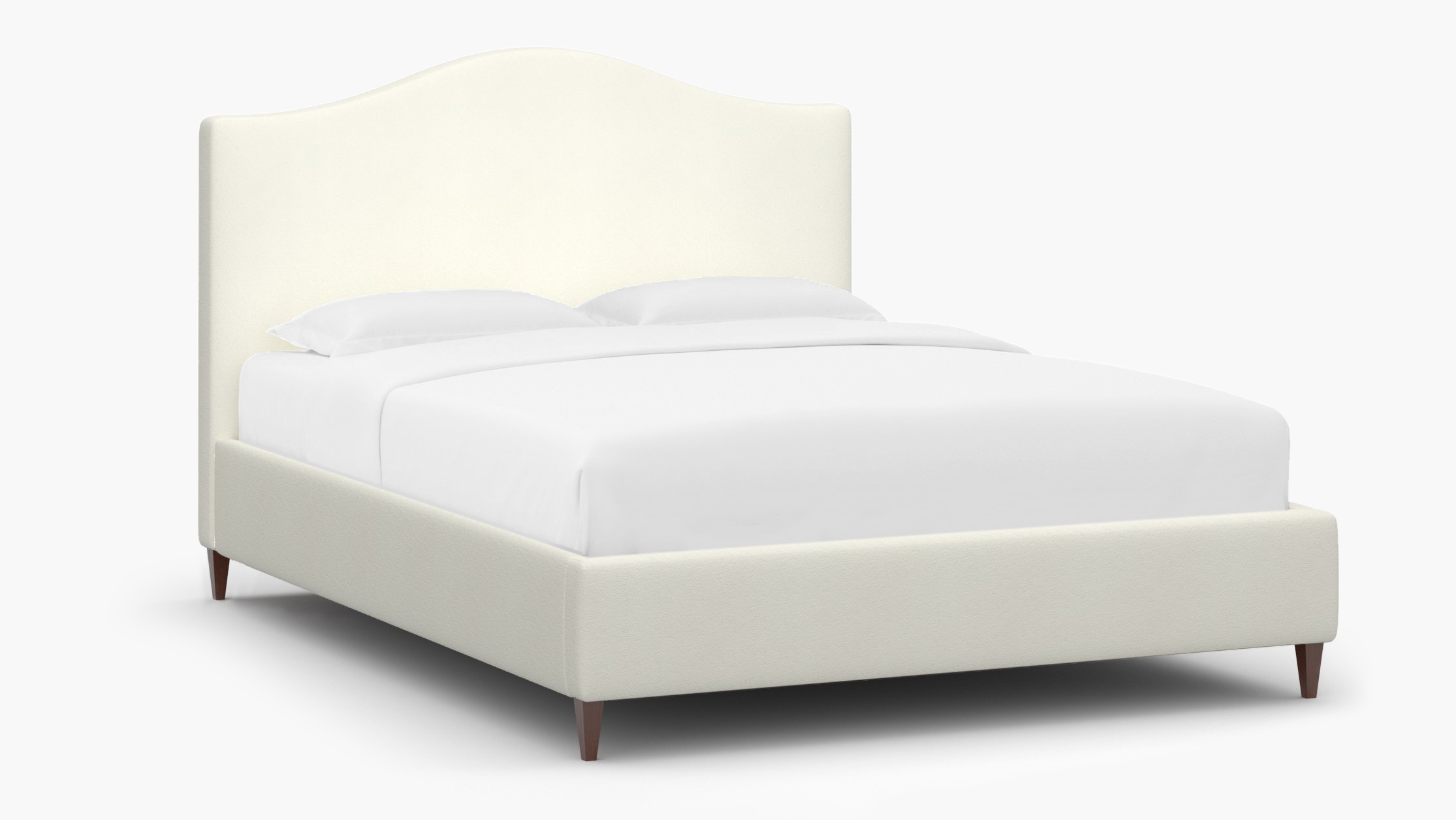 Camelback Bed, Sheepskin, Walnut Square Tapered Leg, Twin - Image 1