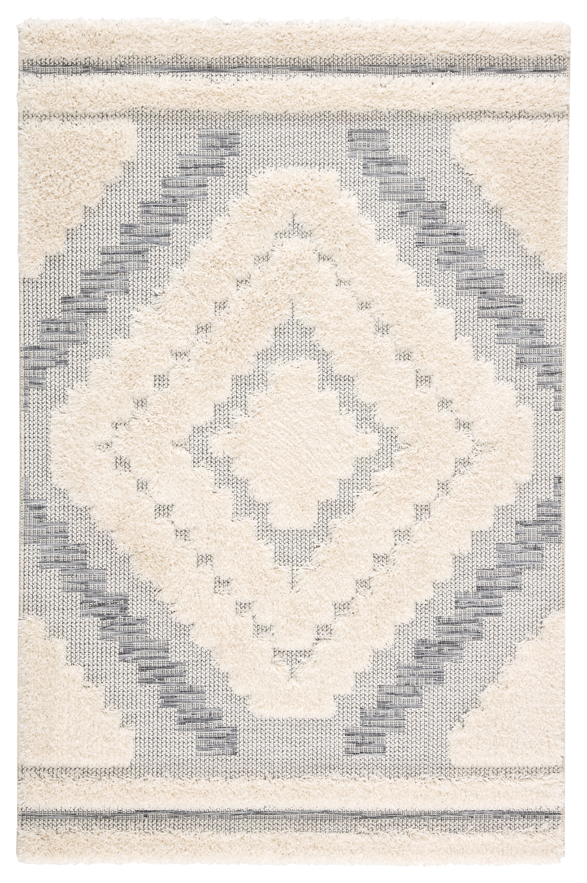 Sani Indoor/ Outdoor Geometric Gray/ Cream Area Rug (8'9"X12'5") - Image 0