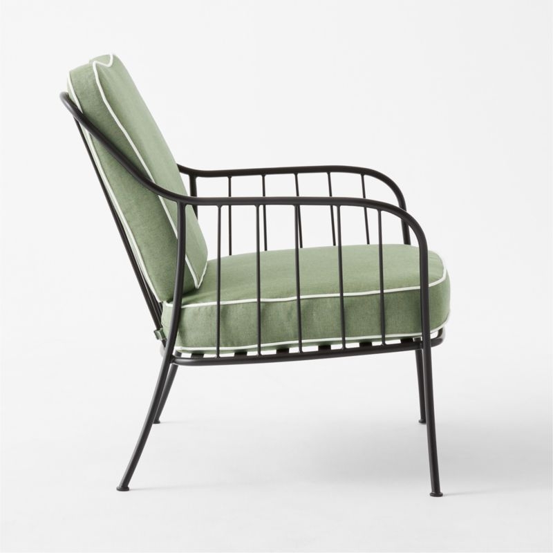 Welling Black Metal Outdoor Lounge Chair with Green Sunbrella® Cushions - Image 4