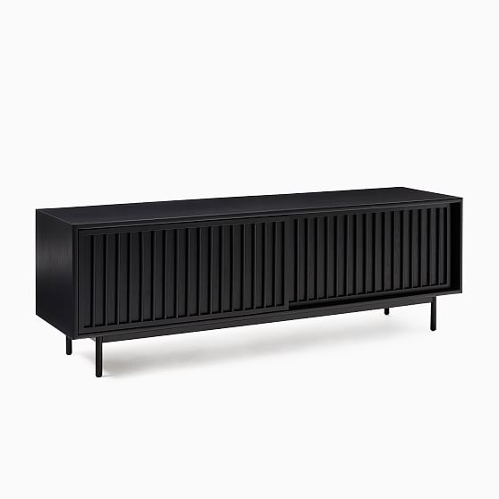 Slatted Collection 67" Media Console, Black - Image 0