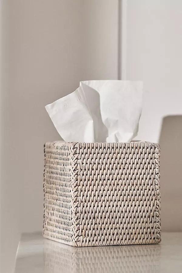 Handwoven Rattan Tissue Box Cover - Image 0