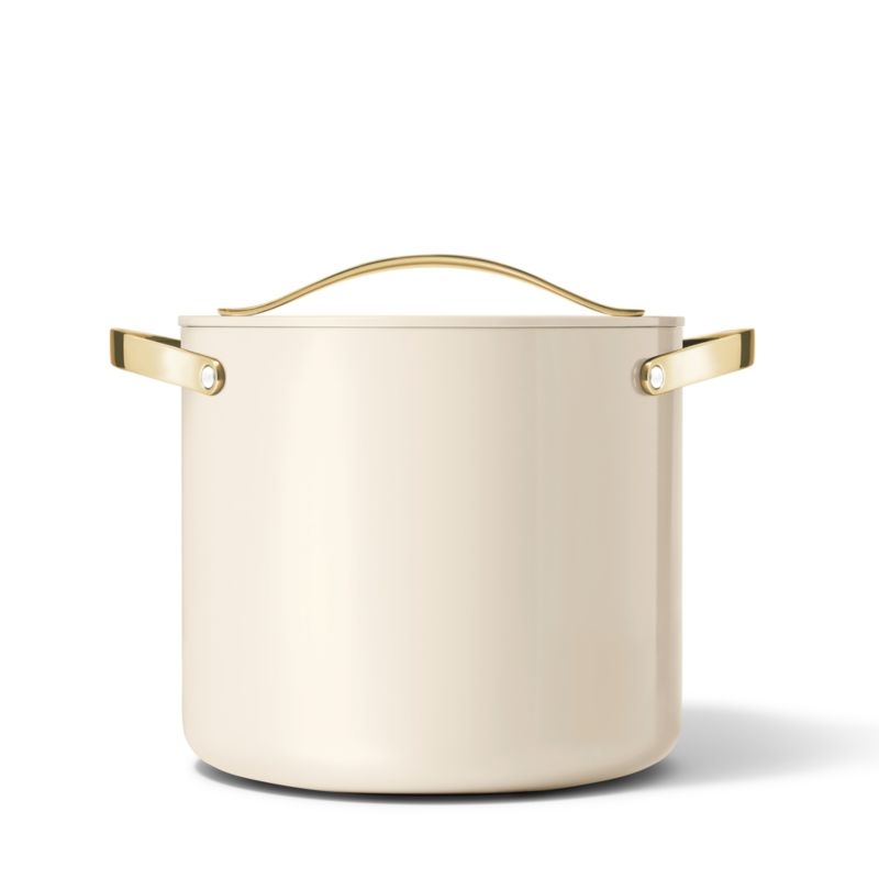 Caraway ® Cookware Plus Cream Ceramic 12-Qt. Stock Pot with Gold Hardware - Image 2