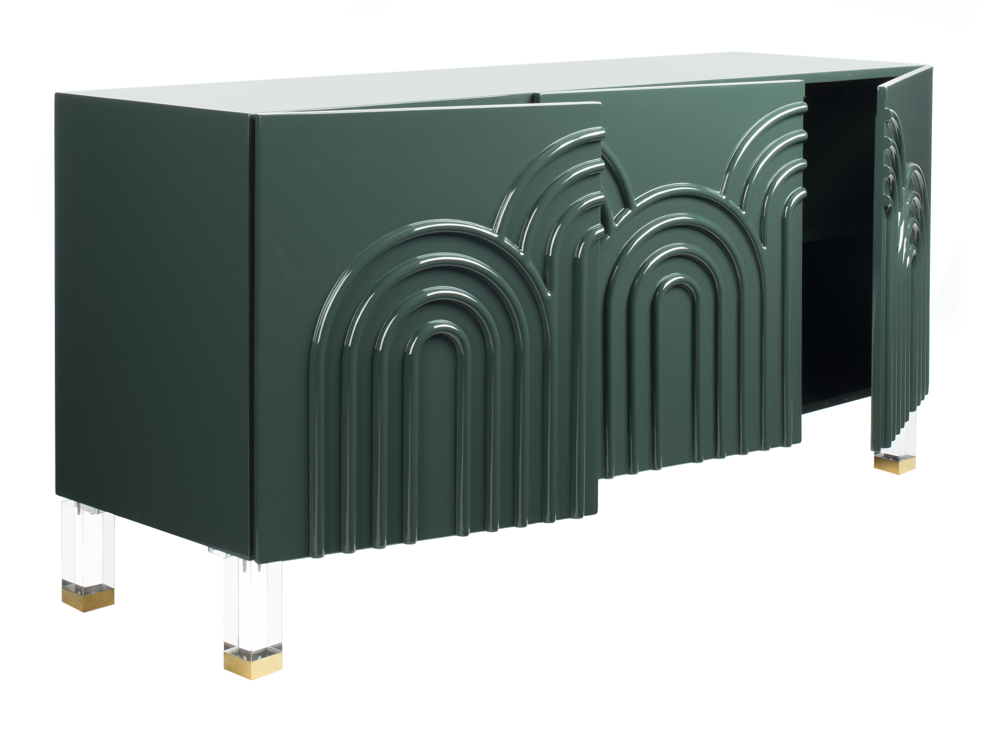 Saturn Wave Acrylic Sideboard - Moss - Safavieh - Image 4