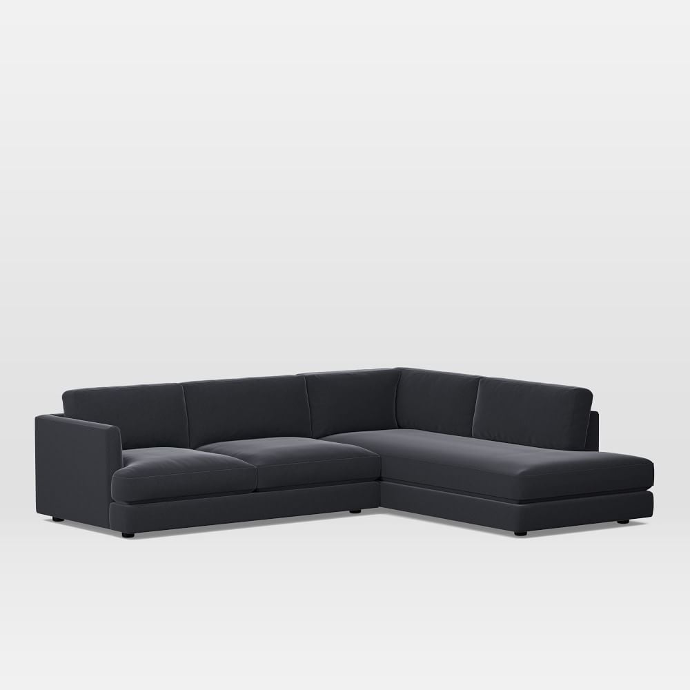 Haven Sectional Set 01: Left Arm Sofa, Right Arm Terminal Chaise, Poly, Performance Velvet, Black, Concealed Supports - Image 0