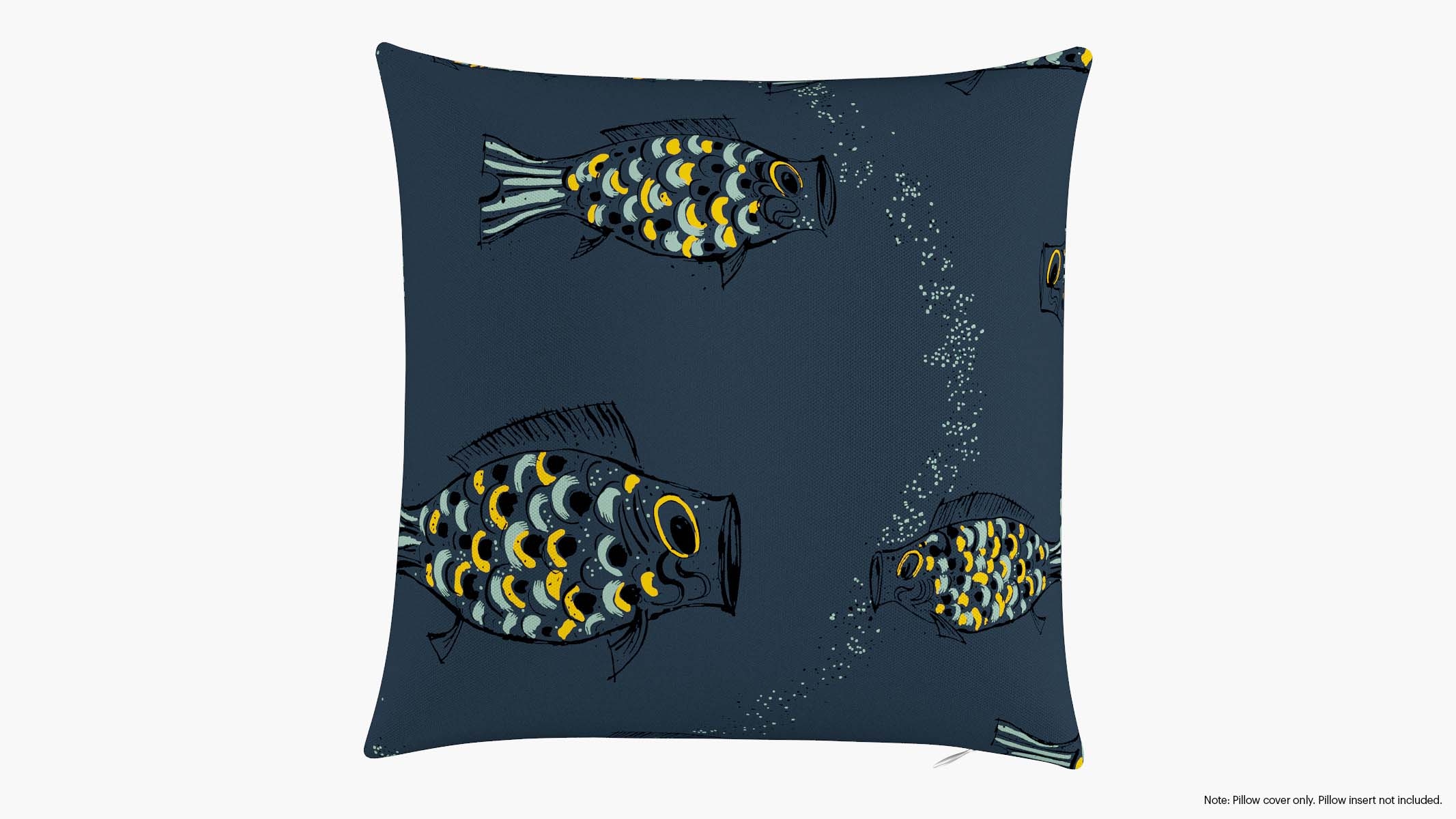 Throw Pillow Cover 18", Indigo Sakana, 18" x 18" - Image 0